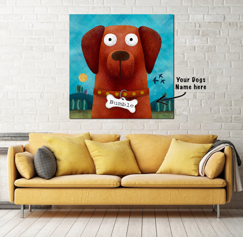 Fox Red Labrador & Bumble Bee - Personalised Pooch Art Canvas